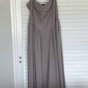 Elegant Taupe Off-Shoulder Maxi Dress
